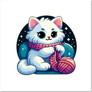the cute knitting kitty Posters and Art